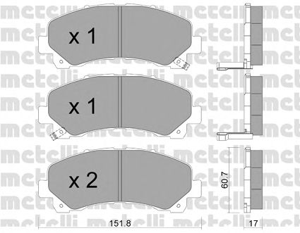 Комплект тормозных колодок, дисковый тормоз 22-0902-0