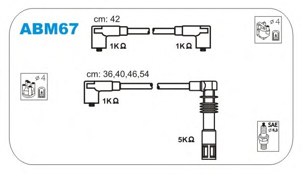 Комплект проводов зажигания ABM67