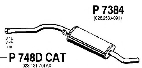 Средний глушитель выхлопных газов P7384