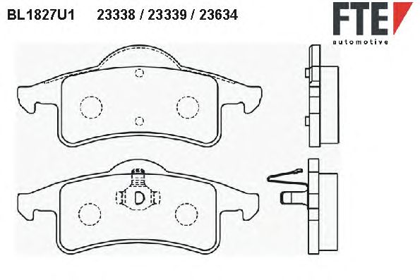 Комплект тормозных колодок, дисковый тормоз BL1827U1