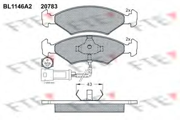 Kit de plaquettes de frein, frein à disque BL1146A2
