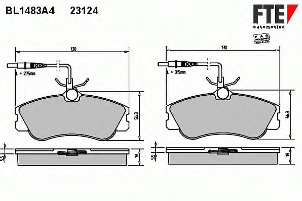 Kit de plaquettes de frein, frein à disque BL1483A4