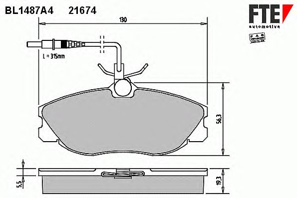 Комплект тормозных колодок, дисковый тормоз BL1487A4