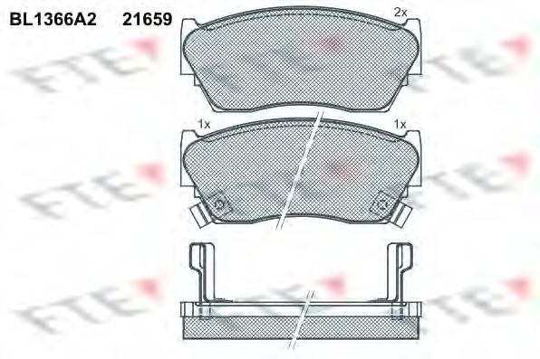Kit de plaquettes de frein, frein à disque BL1366A2