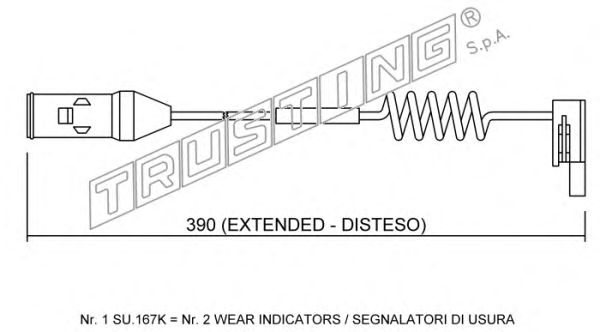 Waarschuwingscontact, remvoering-/blokslijtage SU.167K