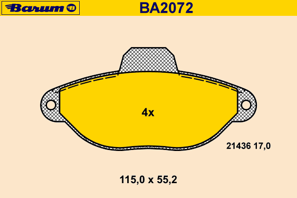 Bremsbelagsatz, Scheibenbremse BA2072