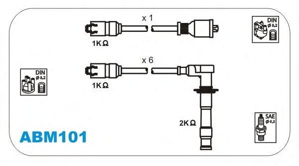 Комплект проводов зажигания ABM101