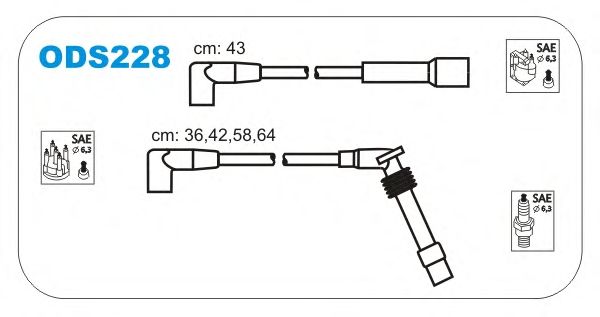 Комплект проводов зажигания ODS228