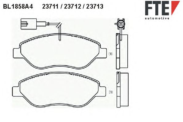 Комплект тормозных колодок, дисковый тормоз BL1858A4