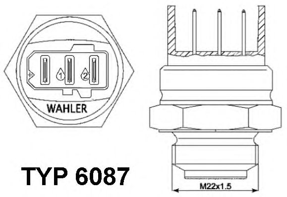 Interrupteur de température, ventilateur de radiateur 6087.87D