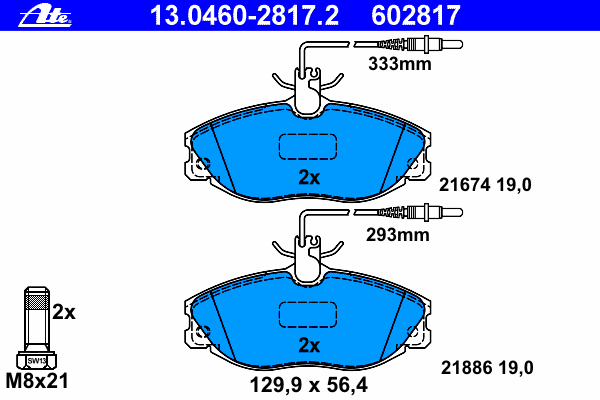 Комплект тормозных колодок, дисковый тормоз 13.0460-2817.2