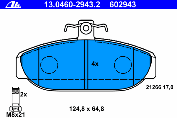 Комплект тормозных колодок, дисковый тормоз 13.0460-2943.2