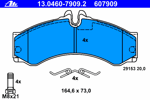 Комплект тормозных колодок, дисковый тормоз 13.0460-7909.2