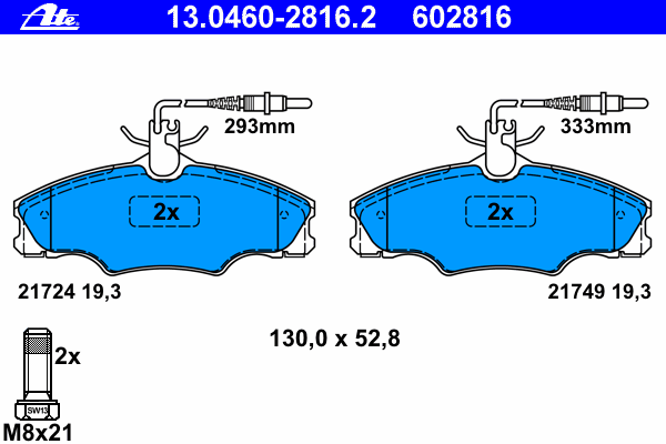 Комплект тормозных колодок, дисковый тормоз 13.0460-2816.2