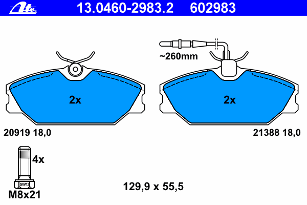 Комплект тормозных колодок, дисковый тормоз 13.0460-2983.2