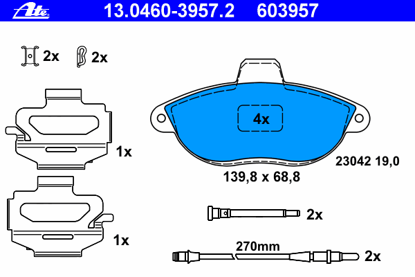 Kit de plaquettes de frein, frein à disque 13.0460-3957.2