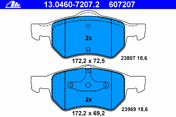 Комплект тормозных колодок, дисковый тормоз 13.0460-7207.2