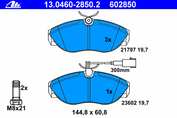 Комплект тормозных колодок, дисковый тормоз 13.0460-2850.2