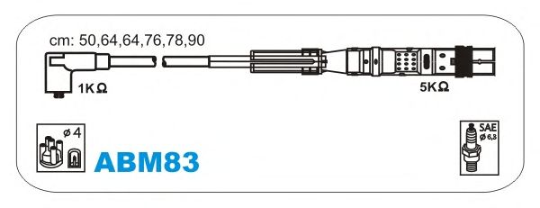Комплект проводов зажигания ABM83