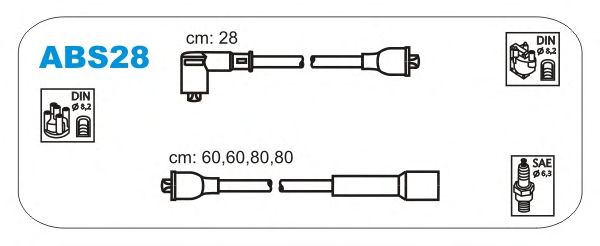 Комплект проводов зажигания ABS28