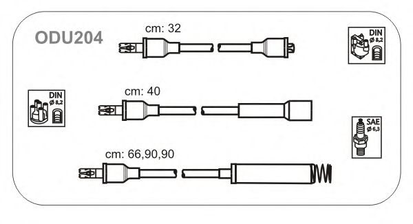 Комплект проводов зажигания ODU204