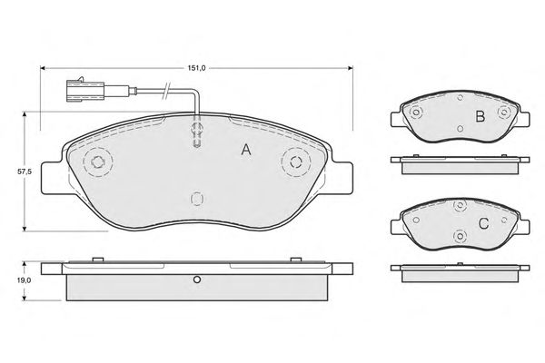 Комплект тормозных колодок, дисковый тормоз PF1250