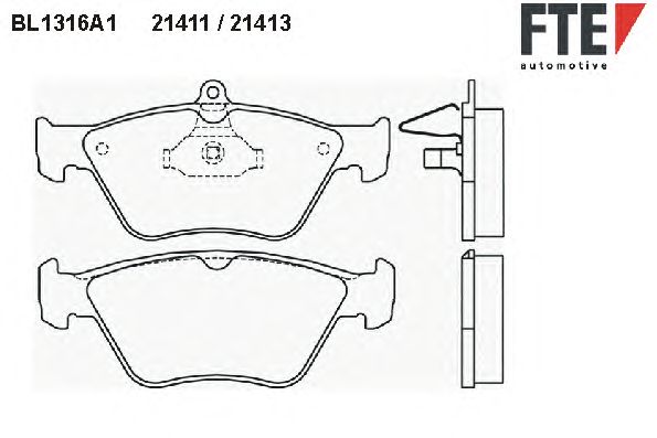 Комплект тормозных колодок, дисковый тормоз BL1316A1