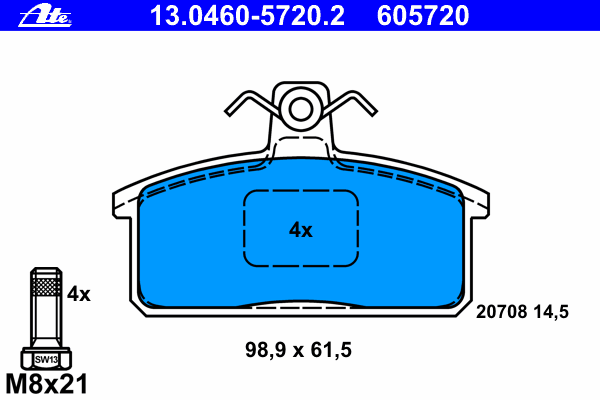 Комплект тормозных колодок, дисковый тормоз 13.0460-5720.2