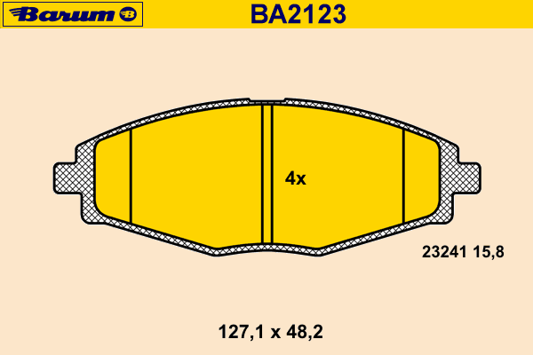 Комплект тормозных колодок, дисковый тормоз BA2123