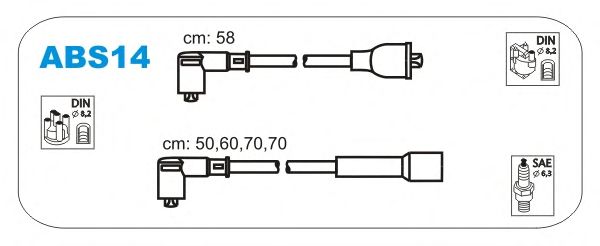 Комплект проводов зажигания ABS14