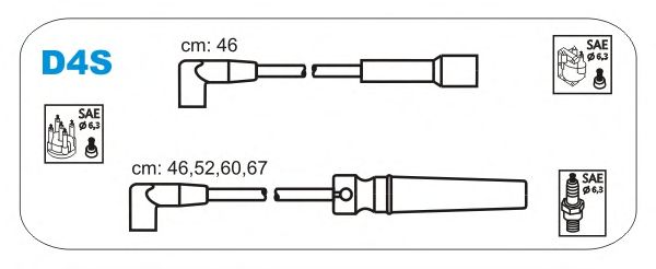 Комплект проводов зажигания D4S