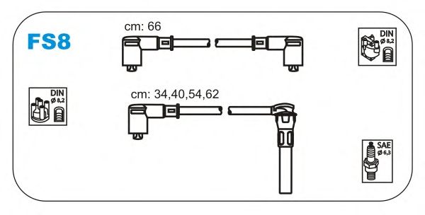 Комплект проводов зажигания FS8