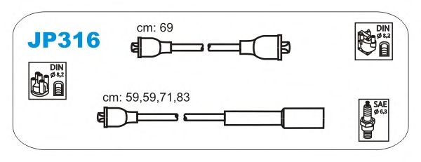 Комплект проводов зажигания JP316