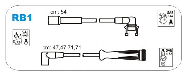 Комплект проводов зажигания RB1