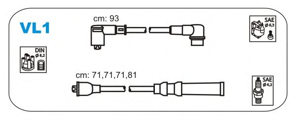 Комплект проводов зажигания VL1