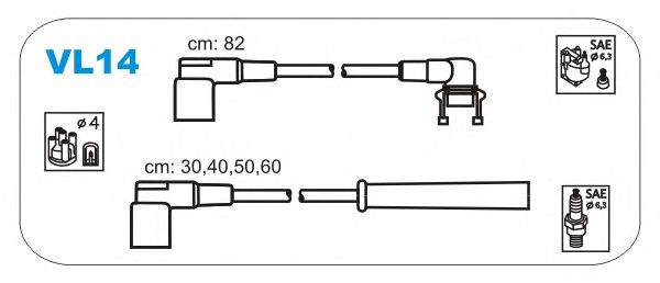 Комплект проводов зажигания VL14