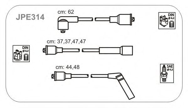 Комплект проводов зажигания JPE314