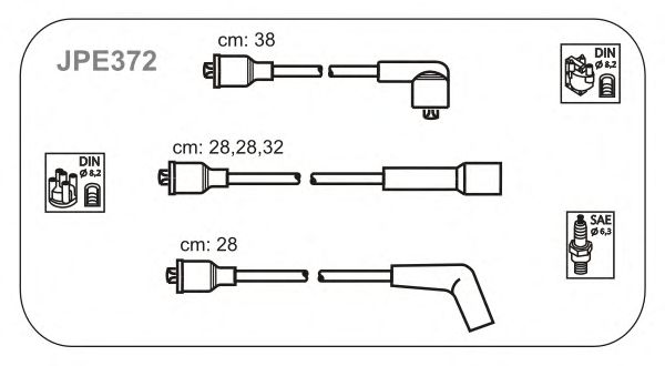 Комплект проводов зажигания JPE372