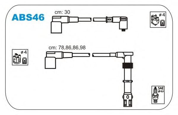 Комплект проводов зажигания ABS46