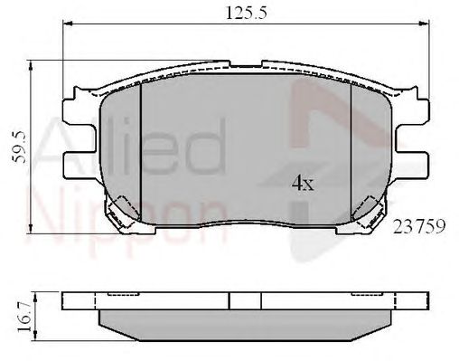 Комплект тормозных колодок, дисковый тормоз ADB01139