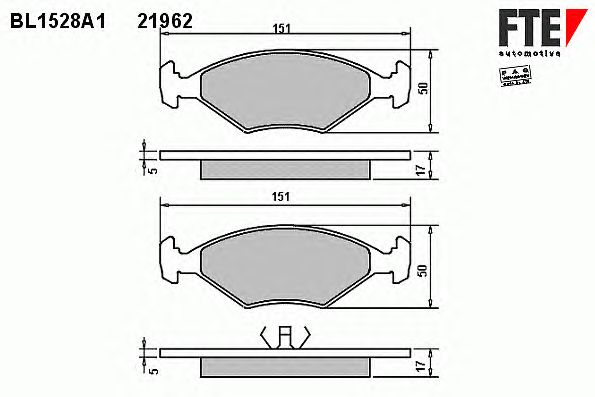 Комплект тормозных колодок, дисковый тормоз BL1528A1