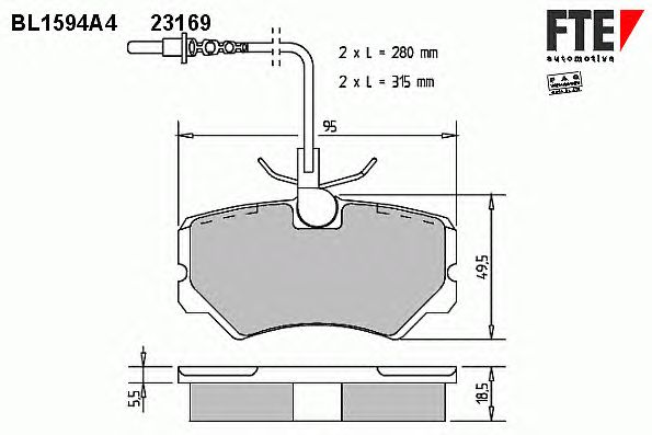 Комплект тормозных колодок, дисковый тормоз BL1594A4