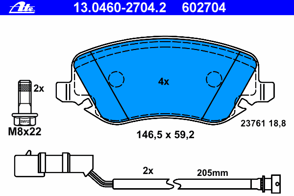 Brake Pad Set, disc brake 13.0460-2704.2