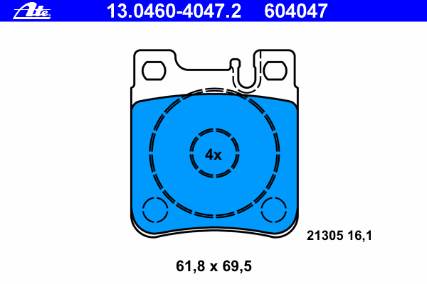 Комплект тормозных колодок, дисковый тормоз 13.0460-4047.2