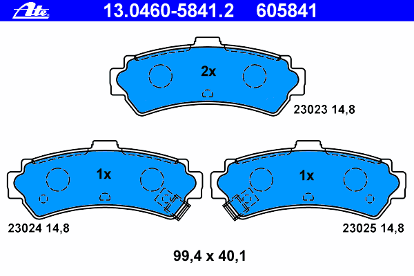 Комплект тормозных колодок, дисковый тормоз 13.0460-5841.2