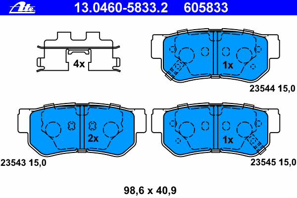 Комплект тормозных колодок, дисковый тормоз 13.0460-5833.2