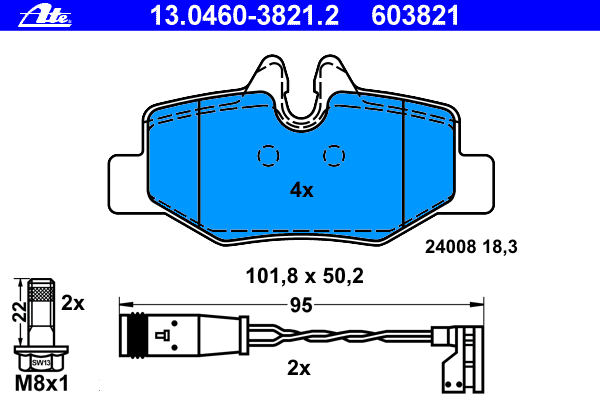 Комплект тормозных колодок, дисковый тормоз 13.0460-3821.2