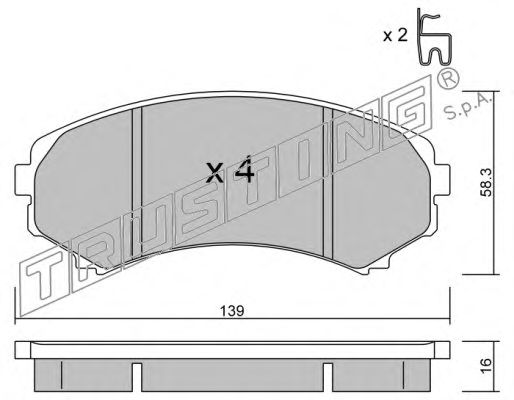 Комплект тормозных колодок, дисковый тормоз 414.0