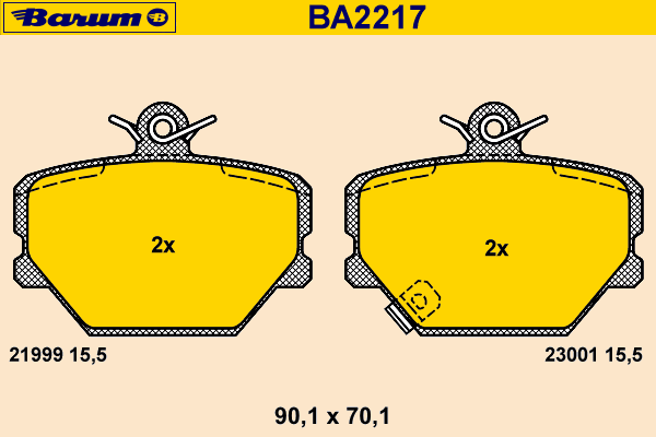 Комплект тормозных колодок, дисковый тормоз BA2217