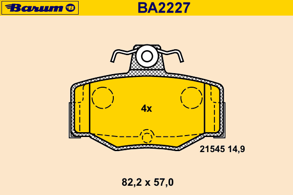 Комплект тормозных колодок, дисковый тормоз BA2227